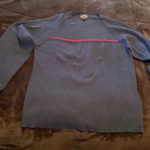 XXL Nautica jean’s company sweater; blue with red and black stripes across chest